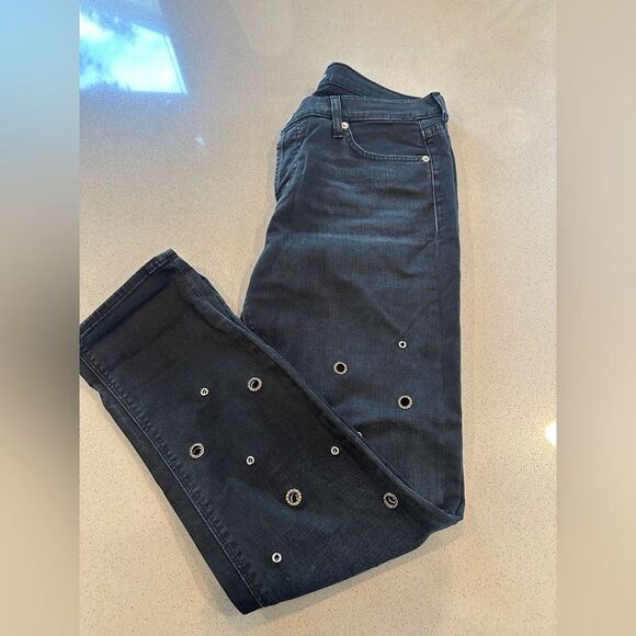 Hudson Jeans Women's Size 27 Riley Crop Black Grommet Button Fly - Picture 1 of 15